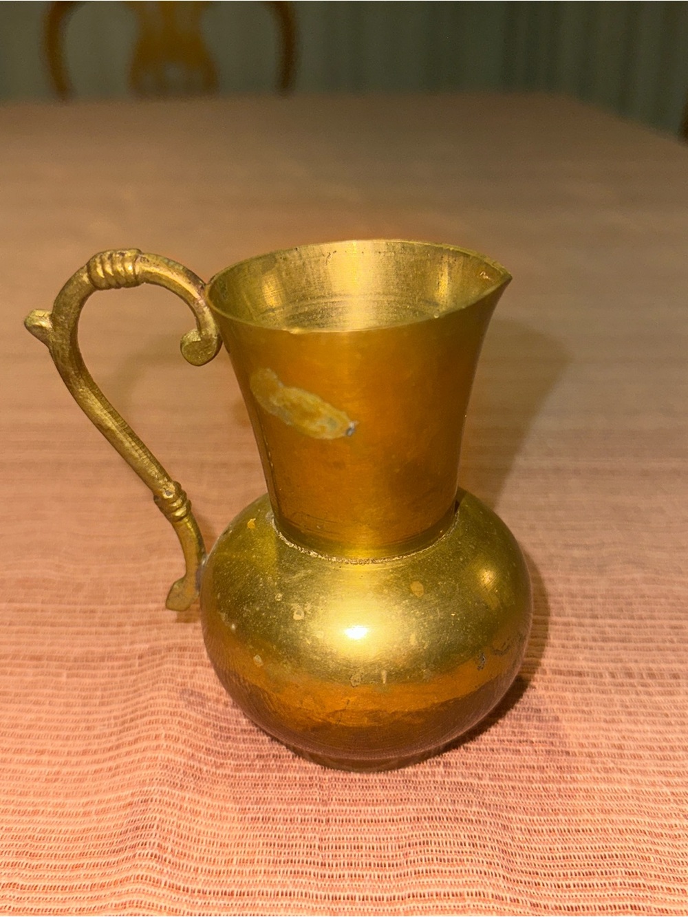 Vintage Solid Brass Miniature Pitcher - Decorative Ewer / Jug